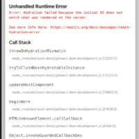 hydration failed error react next